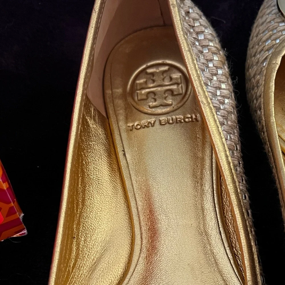 Tory Burch ‘Reva’ Gold Ballerina Flats